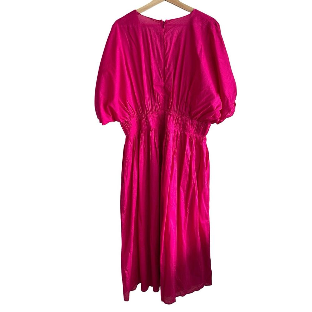 NWT Banana Republic Caftan Midi Dress Sz L Elbow Sleeves Voile Pink Cotton - Picture 3 of 10